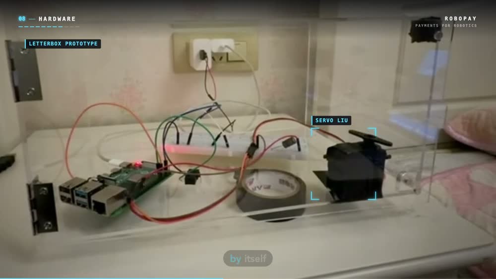 Letterbox prototype with servo lid, wiring and a weight sensor